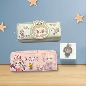 Kids Pencil Case Set - Pink and Gray